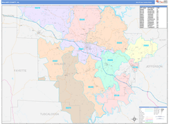 Walker County, AL Digital Map Color Cast Style