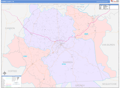 Warren County, TN Digital Map Color Cast Style