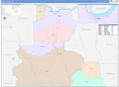 Wasco County, OR Digital Map Color Cast Style