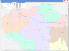 Washington County, IL Digital Map Color Cast Style