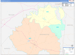 Washington County, KY Digital Map Color Cast Style