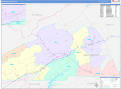 Washington County, VA Digital Map Color Cast Style