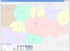Washita County, OK Digital Map Color Cast Style