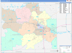 Washtenaw County, MI Digital Map Color Cast Style