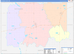 Watonwan County, MN Digital Map Color Cast Style
