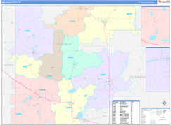 Waupaca County, WI Digital Map Color Cast Style