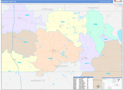 Waushara County, WI Digital Map Color Cast Style