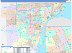 Wayne County, MI Digital Map Color Cast Style