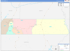 Wayne County, UT Digital Map Color Cast Style