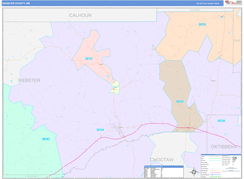 Webster County, MS Digital Map Color Cast Style