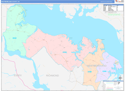 Westmoreland County, VA Digital Map Color Cast Style