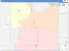 Wheeler County, TX Digital Map Color Cast Style