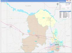 Wichita County, TX Digital Map Color Cast Style