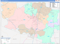 Williamson County, TN Digital Map Color Cast Style