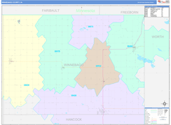 Winnebago County, IA Digital Map Color Cast Style