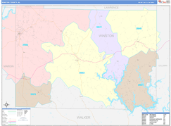 Winston County, AL Digital Map Color Cast Style
