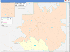 Winston County, MS Digital Map Color Cast Style