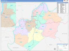 Wood County, WV Digital Map Color Cast Style