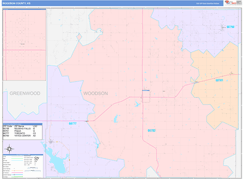 Woodson County, KS Digital Map Color Cast Style