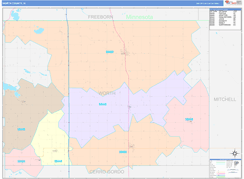 Worth County, IA Digital Map Color Cast Style