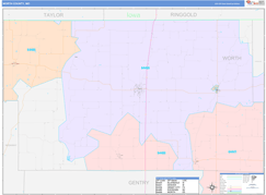 Worth County, MO Digital Map Color Cast Style