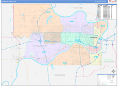 Wyandotte County, KS Digital Map Color Cast Style