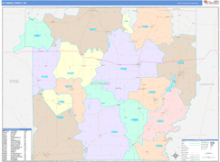 Wyoming County, NY Digital Map Color Cast Style