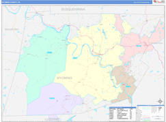 Wyoming County, PA Digital Map Color Cast Style