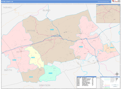 Wythe County, VA Digital Map Color Cast Style