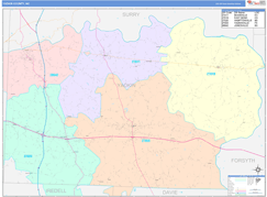 Yadkin County, NC Digital Map Color Cast Style