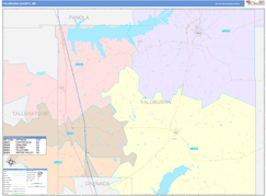 Yalobusha County, MS Digital Map Color Cast Style