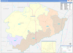 Yazoo County, MS Digital Map Color Cast Style