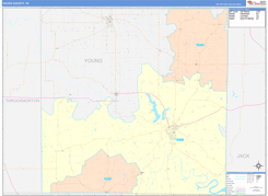 Young County, TX Digital Map Color Cast Style