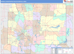 Akron Metro Area Digital Map Color Cast Style