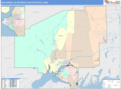 Anchorage Metro Area Digital Map Color Cast Style