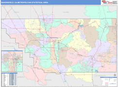 Bakersfield Metro Area Digital Map Color Cast Style