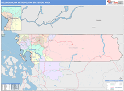 Bellingham Metro Area Digital Map Color Cast Style