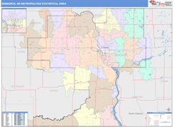 Bismarck Metro Area Digital Map Color Cast Style