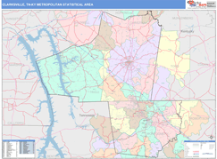 Clarksville Metro Area Digital Map Color Cast Style
