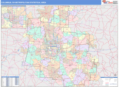 Columbus Metro Area Digital Map Color Cast Style