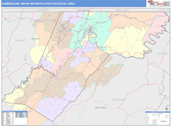 Cumberland Metro Area Digital Map Color Cast Style