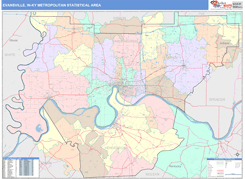 Evansville Metro Area Digital Map Color Cast Style