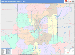 Flint Metro Area Digital Map Color Cast Style