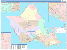 Honolulu Metro Area Digital Map Color Cast Style