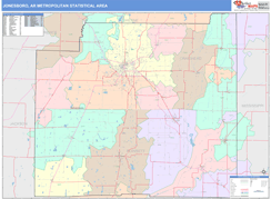 Jonesboro Metro Area Digital Map Color Cast Style
