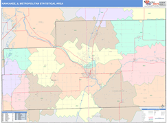 Kankakee Metro Area Digital Map Color Cast Style