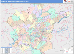 Knoxville Metro Area Digital Map Color Cast Style