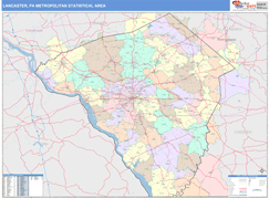 Lancaster Metro Area Digital Map Color Cast Style