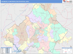 Lynchburg Metro Area Digital Map Color Cast Style