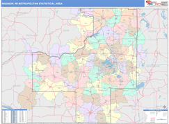 Madison Metro Area Digital Map Color Cast Style